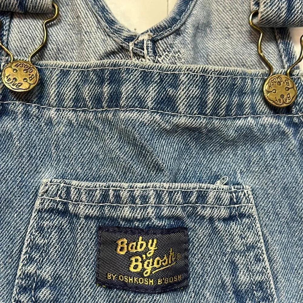 Vintage OshKosh B'Gosh bibs Overalls Toddler Size 24 M Distressed Faded Denim